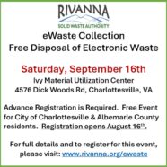 Electronic Waste Collection Day:   September 16th (9 AM – 3 PM)