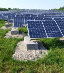 Example of solar array with concrete footings